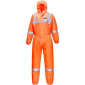 MultiSAVE Pk50 - Portwest ST36 Orange Biztex SMS Type 5/6 Hi-Vis Reflective Disposable Coverall 55g (Pack 50)