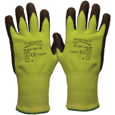 Supreme Green Cut 5 Work Gloves 500GRB with PU Coating - 13g Cut Resistant Level 5 (Cut C)