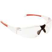 Stealth™ 8000 Safety Specs - Clear Anti-scratch Lenses - Clear / Red Frames