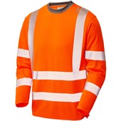 Leo Workwear Capstone Orange EcoViz Coolviz Plus Long Sleeve Hi Vis T-Shirt