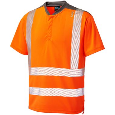 Leo Workwear Putsborough Orange Performance Hi Vis T-Shirt