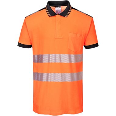 Portwest T180 Orange/Black PW3 Hi Vis Polo Shirt
