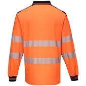 Portwest T184 Orange/Black PW3 Long Sleeve Hi Vis Polo Shirt