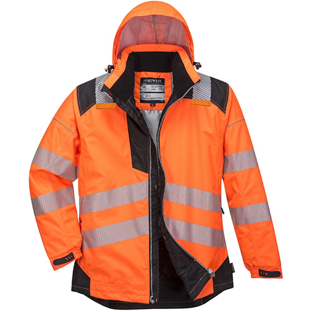 Portwest T400 PW3 Orange Hi Vis Winter Jacket | Safetec Direct