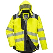 Portwest T400 PW3 Yellow/Black Padded Waterproof Hi Vis Winter Jacket 