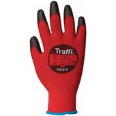 TraffiGlove TG1010 X-Dura Classic Cut A PU Palm Coated Red Gloves - 15g Cut Level 1