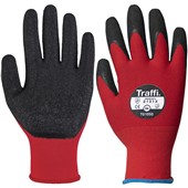 TraffiGlove TG1050 X-Dura Latex Palm Coated Red Gloves - Cut Level 1 (Cut A)
