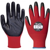 TraffiGlove TG1170 X-Dura Flat Nitrile Palm Coated Red Gloves - Cut Level 1