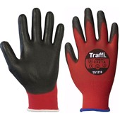 TraffiGlove TG1210 X-Dura Metric PU Palm Coated Red Gloves - Cut Level 1 (Cut A)