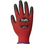 TraffiGlove TG1210 X-Dura Metric Cut A PU Palm Coated Red Gloves - 13g