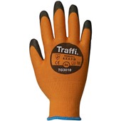 TraffiGlove TG3010 X-Dura Classic Cut B PU Palm Coated Amber Work Gloves - 13g