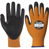 TraffiGlove TG3140 MicroDex Ultra Nitrile Foam Palm Coated Amber Gloves - Cut Resistant Level 3 (Cut B) 