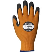 TraffiGlove TG3140 MicroDex Ultra Cut B Nitrile Foam Palm Coated Amber Gloves - 13g