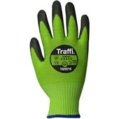 TraffiGlove TG5010 Classic Cut D PU X-Dura Palm Coated Green Gloves - 13g