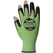 TraffiGlove TG5220 X-Dura 3-Digit Cut C PU Palm Coated Green Gloves - 10g