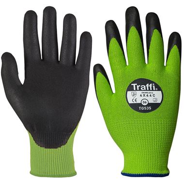TraffiGlove TG535 X-Dura Cut C Nitrile Foam Palm Coated Green Gloves - 13g