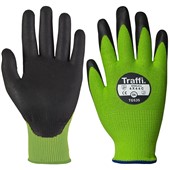 TraffiGlove TG535 X-Dura Nitrile Foam Palm Coated Green Gloves - Cut Resistant Level 5 (Cut C)