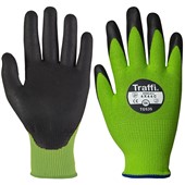 TraffiGlove TG535 X-Dura Cut C Nitrile Foam Palm Coated Green Gloves - 13g