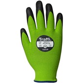 TraffiGlove TG535 X-Dura Cut C Nitrile Foam Palm Coated Green Gloves - 13g