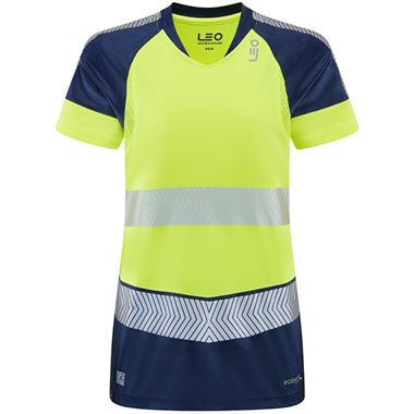 Leo Workwear Lorna Yellow EcoViz Performance Dual Colour Women's Hi Vis T-Shirt