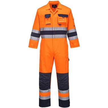 Portwest TX55 Orange/Navy Nantes Polycotton Hi Vis Overalls