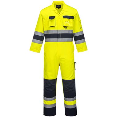 Portwest TX55 Yellow/Navy Nantes Polycotton Hi Vis Overalls