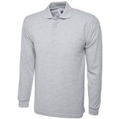 Uneek UC113 Long Sleeve Polo Shirt 220g Heather Grey