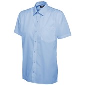 Uneek UC710 Mens Short Sleeve Poplin Shirt 120g Light Blue