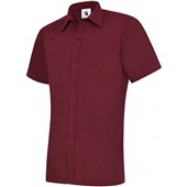Uneek UC710 Mens Short Sleeve Poplin Shirt 120g Burgundy