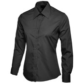 Uneek UC711 Ladies Long Sleeve Poplin Shirt 120g Black