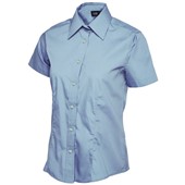 Uneek UC712 Ladies Short Sleeve Poplin Shirt 120g Light Blue