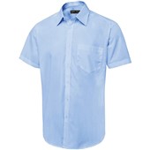 Uneek UC714 Mens Tailored Fit Short Sleeve Poplin Shirt 120g Light Blue