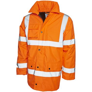 Uneek UC803 Orange Padded Waterproof Hi Vis Jacket
