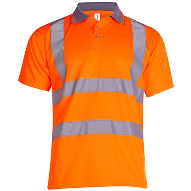 Uneek UC808O Rail Orange Hi Vis Short Sleeve Polo Shirt