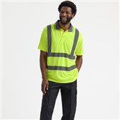Uneek UC808Y Yellow Hi Vis Short Sleeve Polo Shirt