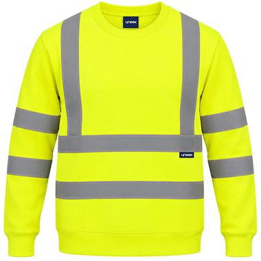 Uneek UC813Y Yellow Hi Vis Crew Neck Sweatshirt