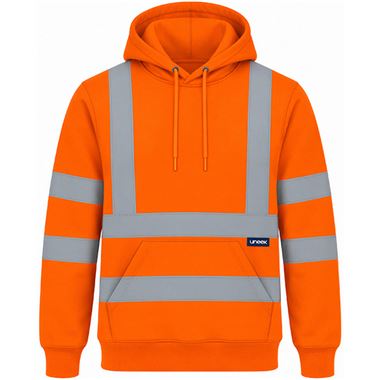 Uneek UC814O Rail Orange Hi Vis Hooded Sweatshirt