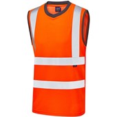 Leo Workwear Ashford Orange Comfort EcoViz Sleeveless Hi Vis T-Shirt