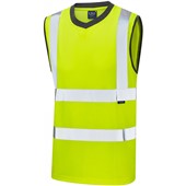 Leo Workwear Ashford Yellow Comfort EcoViz Sleeveless Hi Vis T-Shirt