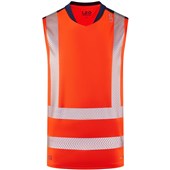 Leo Workwear Bradwell Rail Orange EcoViz Performance Sleeveless Hi Vis T-Shirt