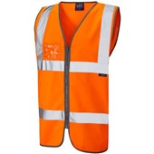 Leo Workwear Rumsam Orange Zip Front ID Pocket Hi Vis Vest