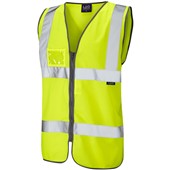 Leo Workwear Rumsam Yellow Zip Front ID Pocket Hi Vis Vest