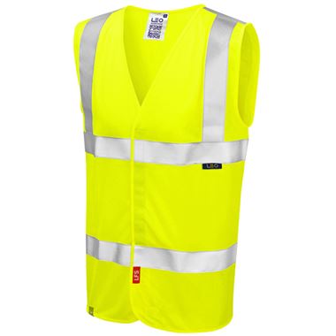 Leo Workwear Milford Yellow EcoViz Limited Fire Spread Hi Vis Vest