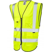 Leo Workwear Lynton Yellow EcoViz Zipped Hi Vis Superior Waistcoat