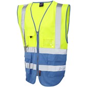 Leo Workwear Lynton W11 Zipped Two Tone Hi Vis Superior Waistcoat