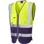 Leo Workwear Lynton W11 Zipped Two Tone Hi Vis Superior Waistcoat