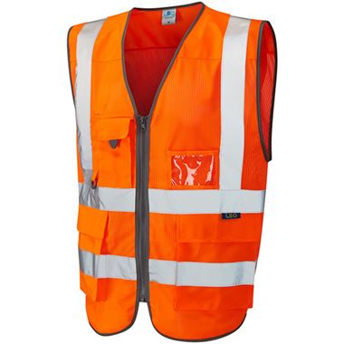 Leo Workwear Cobbaton Orange Coolviz Superior Mesh Hi Vis Vest 