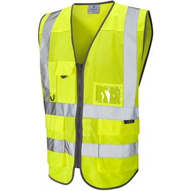 Leo Workwear Cobbaton Yellow Coolviz Superior Mesh Hi Vis Vest 