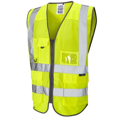 Leo Workwear Cobbaton Yellow EcoViz Coolviz Superior Mesh Hi Vis Vest
