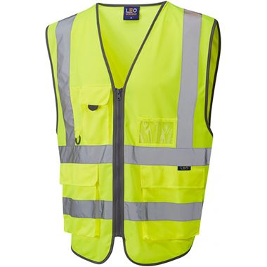 Leo Workwear Barnstaple Yellow Superior 3-Part Quick Release Hi Vis Vest